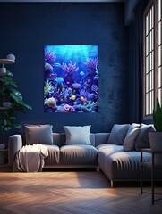 Sapphire Ocean: Deep Sea Exploration Canvas Print - Marine Wall Art