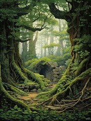 Scenic Prints: Ancient Sacred Groves - Forest Landscape, Nature View