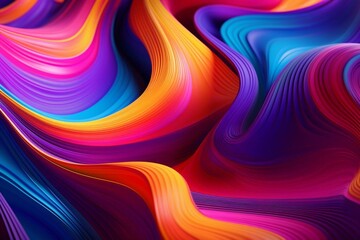 Colorful flowing patterns in a mesmerizing 3D render neon backdrop. Generative AI
