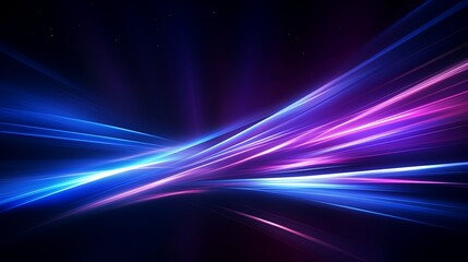 Fototapeta na wymiar Abstract technology futuristic glowing blue and purple light lines with speed motion blur effect on dark blue background. Vector illustration