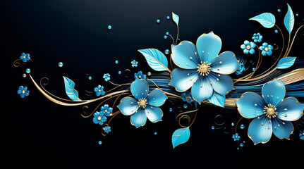 Three-dimensional illustration of a background with flowers for holiday cards,Generated by AI