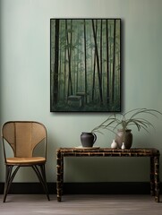 Serene Bamboo Forests - Vintage Painting Scenic Vista Wall Art in Nature