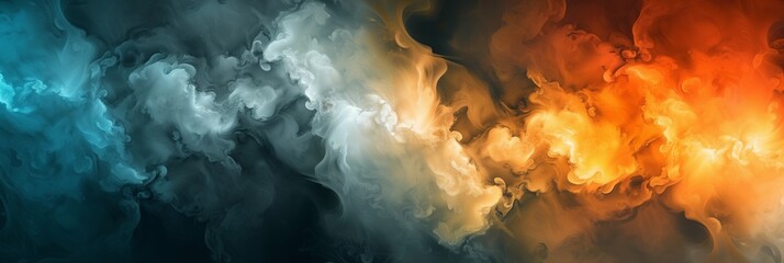 hot and cold flowing paints mixed together in and abstract background - obrazy, fototapety, plakaty