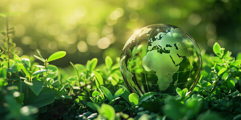 green glass globe, earth, environmental protection, green energy, ecology, biodiversity protection
