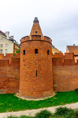 Obraz premium Old fortified Castle Barbican located in the center of Warsaw, Poland, October, 2023.