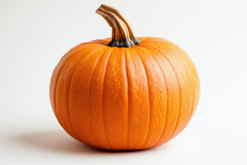 Obraz premium Vibrant Orange Pumpkin Isolated on a White Background Signaling Autumn Harvest A ripe, brightly colored orange pumpkin sits center stage against a clean white backdrop.