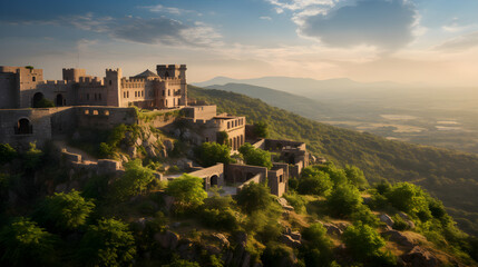 Fototapeta na wymiar Ancient Wonders Unveiled: The Grandeur and Mystique of Ehmedek Castle Amid Blissful Landscape