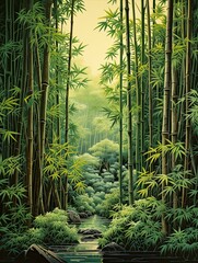 Serene Bamboo Forests: Vintage and Modern Landscapes combine