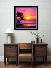 Silhouetted Palm Beaches Print - Coastal Artwork | Nature Art Print