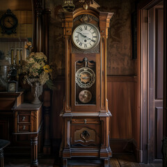Elegant Antique Grandfather Clock in Vintage Room Interior