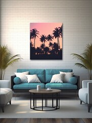 Silhouetted Palms Canvas Print - Modern Landscape and Ocean Wall Decor