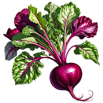 vibrant beetroot with green leaves clip art preview