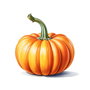 realistic drawing isolate pumpkin on white background