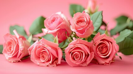 Pink roses on a striking pink background.
