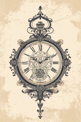 Fototapeta na wymiar A Drawing of a Clock With Roman Numerals