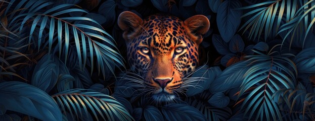 leopard hiding in the jungle