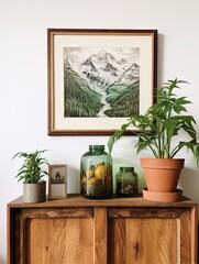 Snow-Capped Nature Print: Vintage Alpine Lodges for Countryside Decor