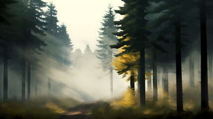 Obraz premium Forest background, vibrant trees