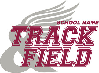 track and field team design with winged foot for school, college or league sports © EarlFergusonClipart