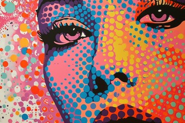 Colorful Dotted Painting of a Womans Face