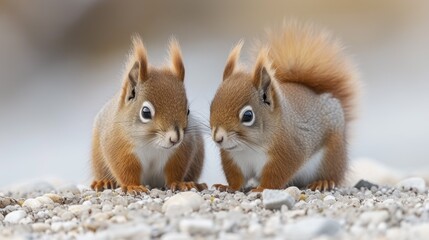 Fototapeta premium Red Squirrels Dancing Through the Forests of Greece, A Symphony of Nature.