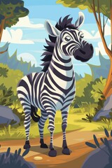 Fototapeta premium Zebra Standing in the Middle of a Forest