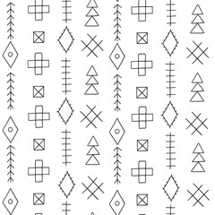 Seamless pattern with berber morocco symbols in line style