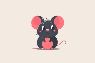 Cartoon Mouse Sitting on White Surface