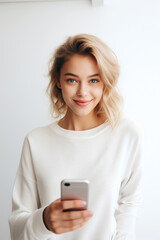 Fototapeta premium woman texting on mobile phone