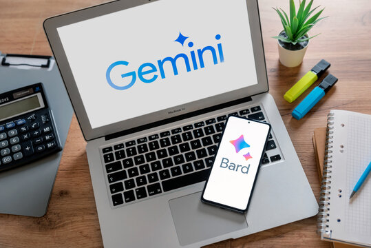 Google Bard service changes name to Google Gemini. AI chat tool from Google.