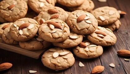 Obraz na płótnie Canvas walnuts cookies on a wooden table background 