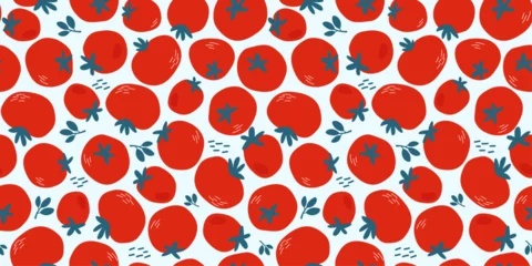 Seamless pattern with tomatoes. Ovonoy natural print for the kitchen. Vector graphics. © Ирина Горбунова