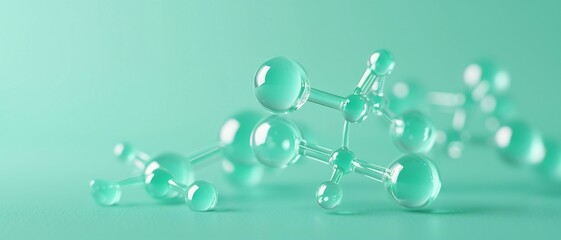 Aspirin Molecule in a Calming Pastel Green Background for Pain Relief Concepts.