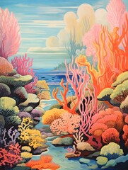 Vibrant Coral Reef Explorations: Vintage Nature Wall Art