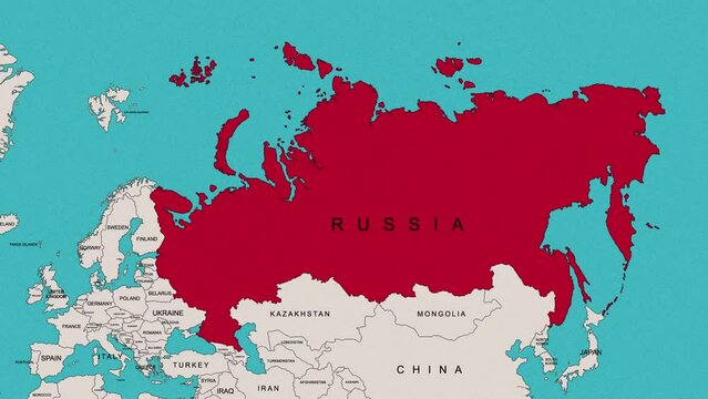 Russia Map Red Color