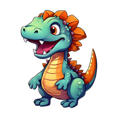Fototapeta premium Cute dinosaur cartoon on transparent background.