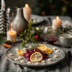 Weihnachtliche Vorspeise im Kerzenschein