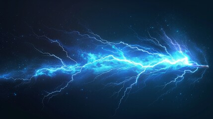 A lifelike 3D rendering of a lightning bolt, illustrated in vector format