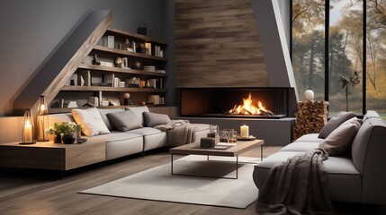 Minimalist Corner Fireplace