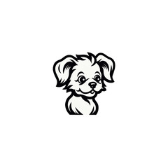 Fototapeta premium Cute dog logo with black and white transparent background