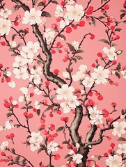 Vintage Garden Art: Cherry Blossom Petals - Nature Scene, Discover Exquisite Art Prints