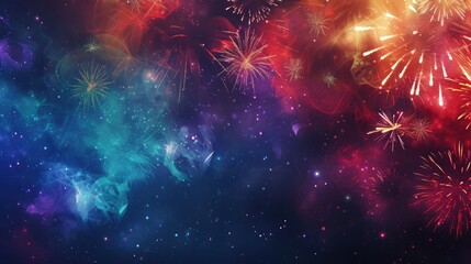 Obraz na płótnie Canvas Abstract colored firework background with free space for text