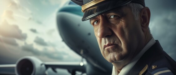 airplane pilot close-up portrait Generative AI