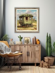 Vintage Caravan Adventures - Rustic Travel Art Print - Wall Art Decor