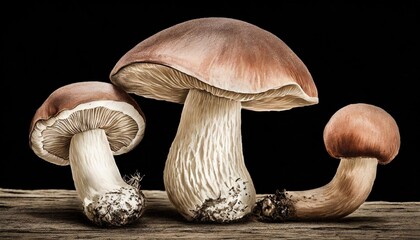 mushroom isolated on transparent background old botanical illustration