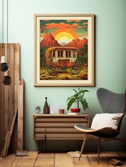 Vintage Caravan Adventure: Rustic Wall Art and Journey Travel Decor