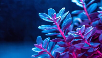 beautiful plants of an unusual neon shade of violet blue background for design street flowers copy space