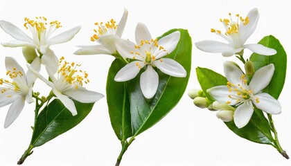 neroli white flowers and buds set isolated transparent png citrus bloom five orange tree blossoms