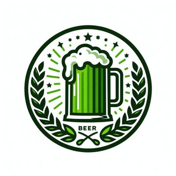 Irish green beer in glass icon.