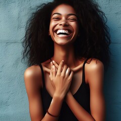Joyful African Woman with Bright Smile Illustration